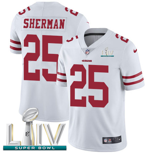 San Francisco 49ers Nike #25 Richard Sherman White Super Bowl LIV 2020 Men Stitched NFL Vapor Untouchable Limited Jersey